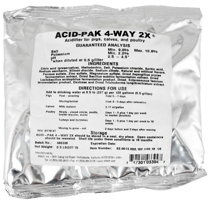Acid-Pak 4-Way 2X Acidifier for Pigs, Calves, & Poultry