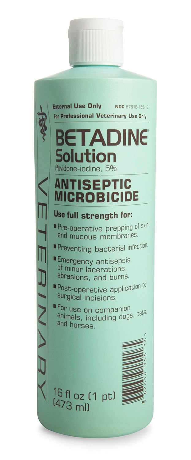 Betadine Antiseptic Solution (Povidone Iodine) Topical Wound Disinfectant for Dogs, Cats & Horses