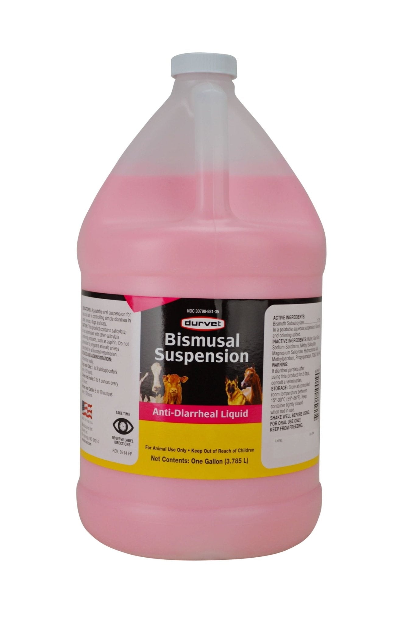 Bimusal Anti-Diarrheal Suspension for Horses, Cattle, Dogs & Cats, Gallon
