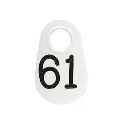 Bock's White Nylon Numbered Identification Tags, 1-100, Single Tag