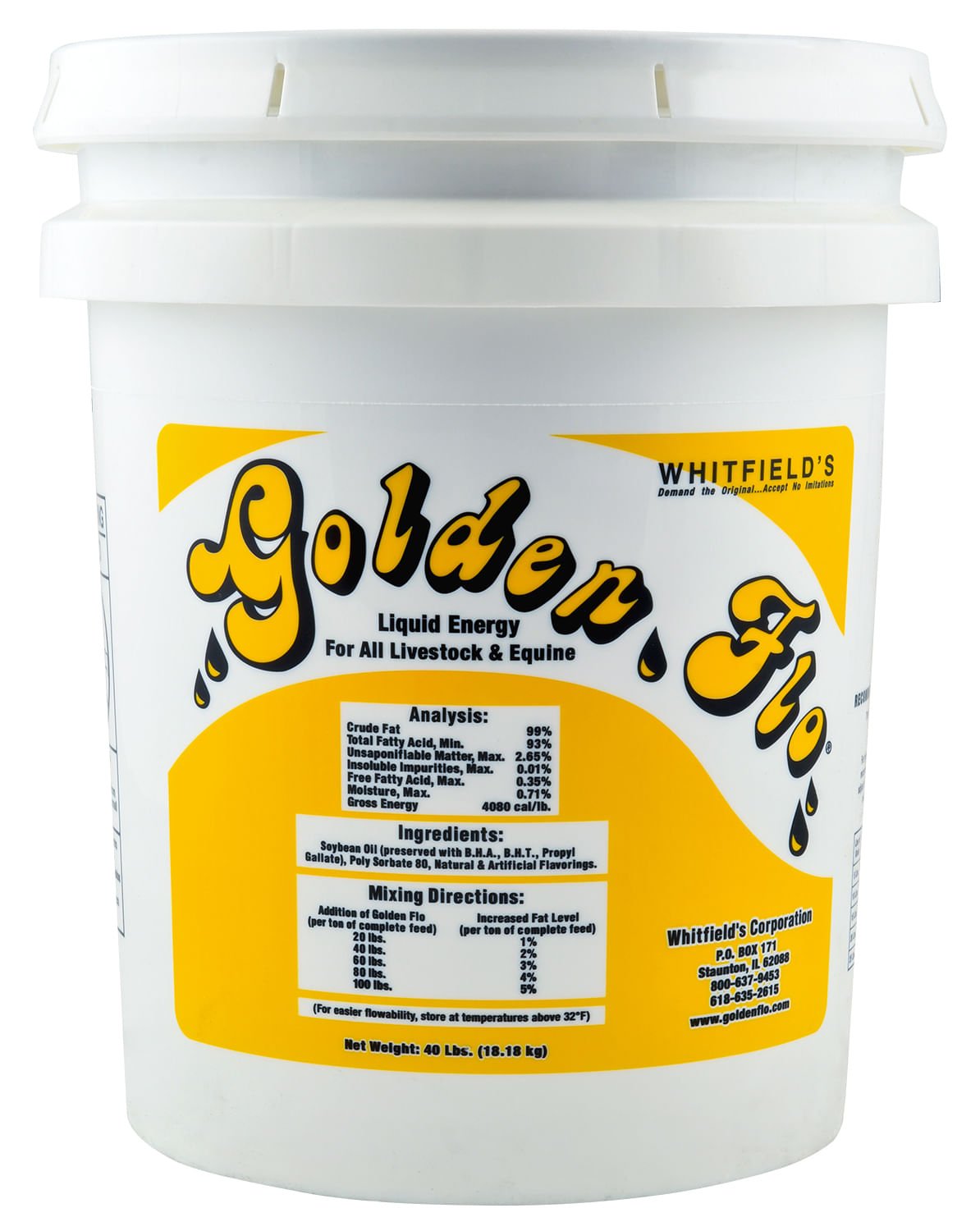 Golden Flo Liquid Energy for Livestock & Equine, 5 Gallon