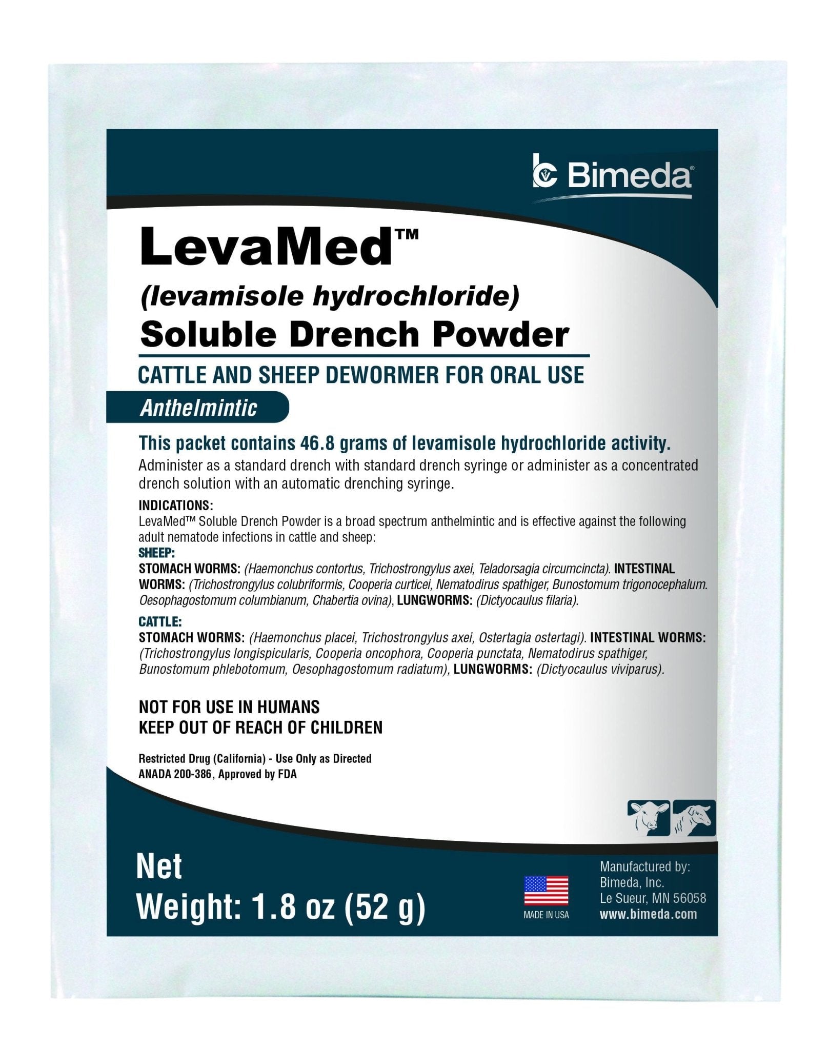 LevaMed Soluble Drench Powder Dewormer, 52 gram
