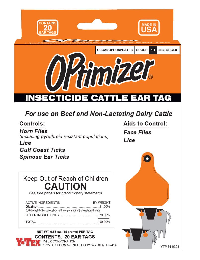 OPtimizer Insecticide Cattle Ear Tags, 20 Fly Tags