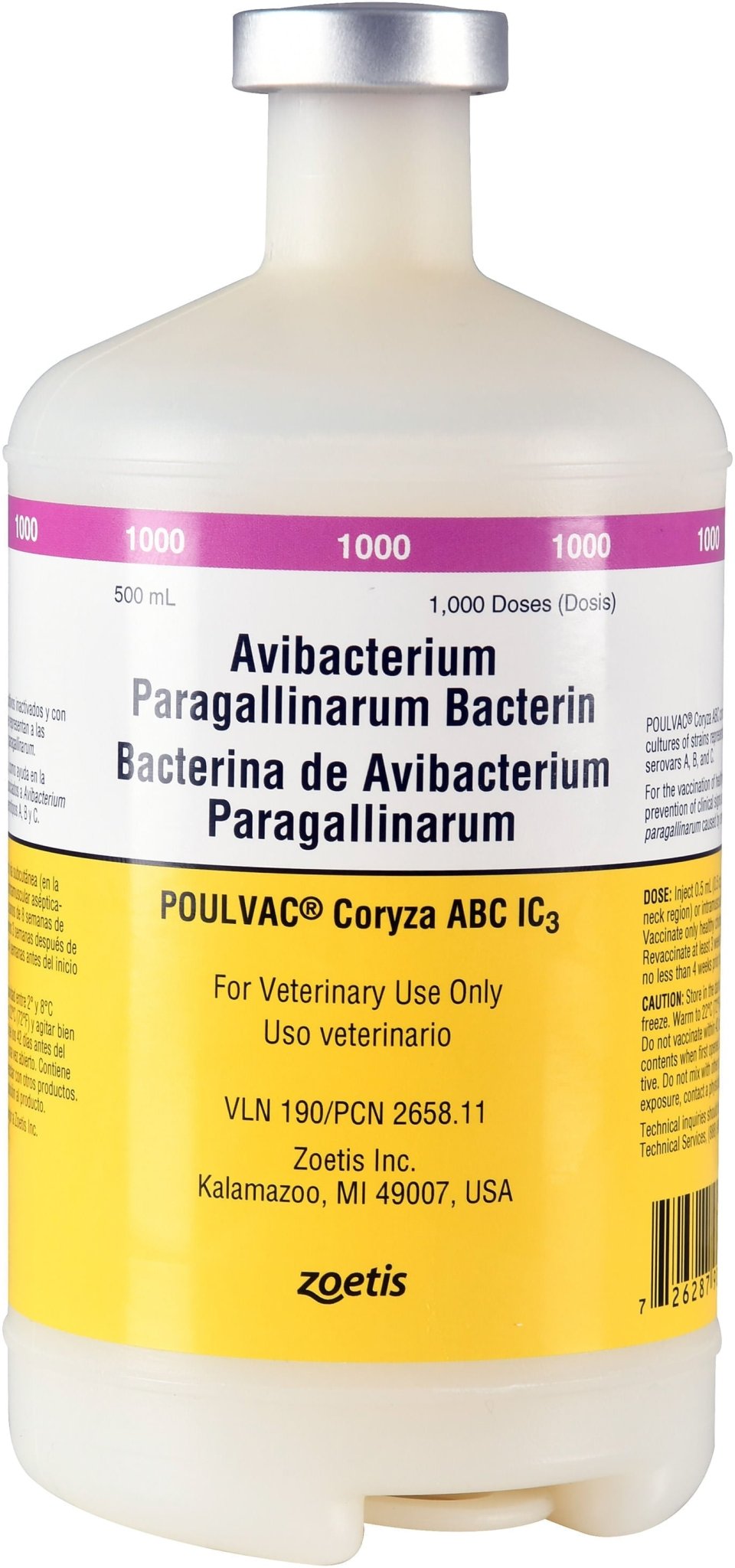 POULVAC Coryza ABC IC3 Poultry Vaccine (Haemophilus Paragallinarum Bacterin), 500 mL