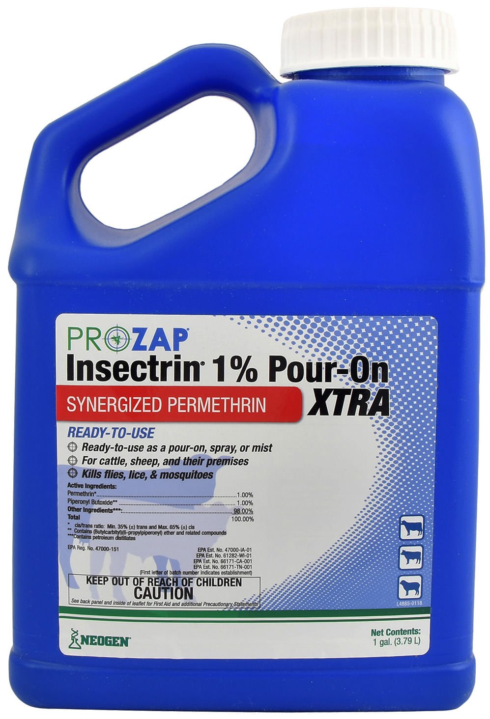 Prozap Insectrin 1% Pour-On Xtra Fly Insecticide for Livestock