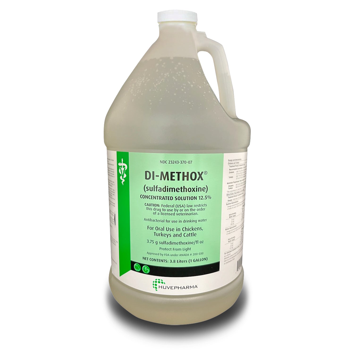 Rx Di-Methox (sulfadimethoxine) 12.5% Oral Solution for Cattle & Poultry, 1 gallon