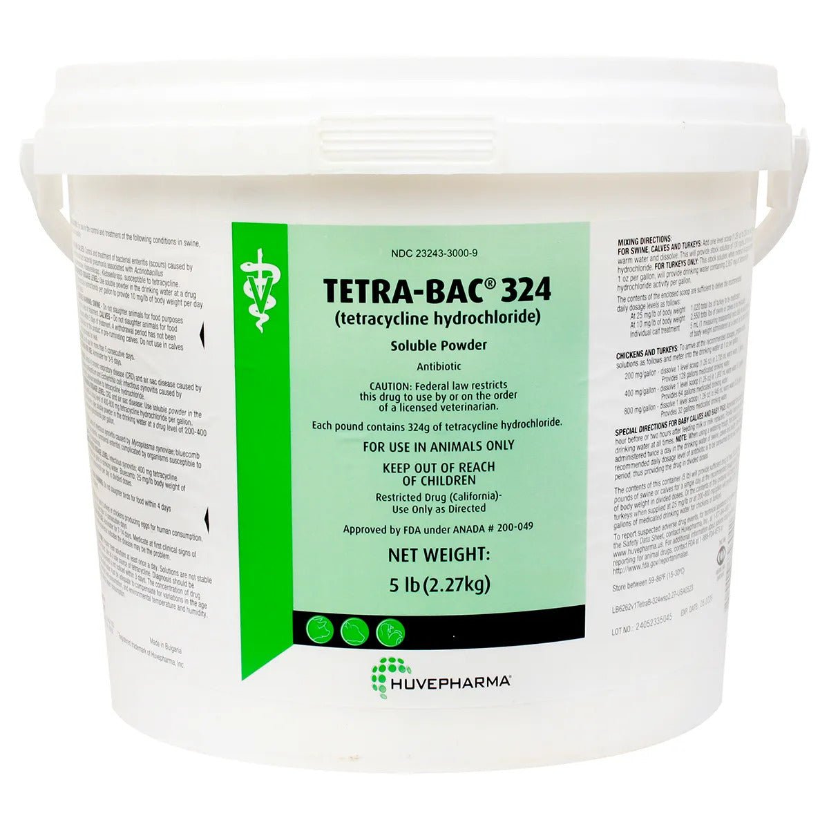 Rx Tetra-Bac 324 (tetracycline hydrochloride) Soluble Powder for Livestock, 5 lbs