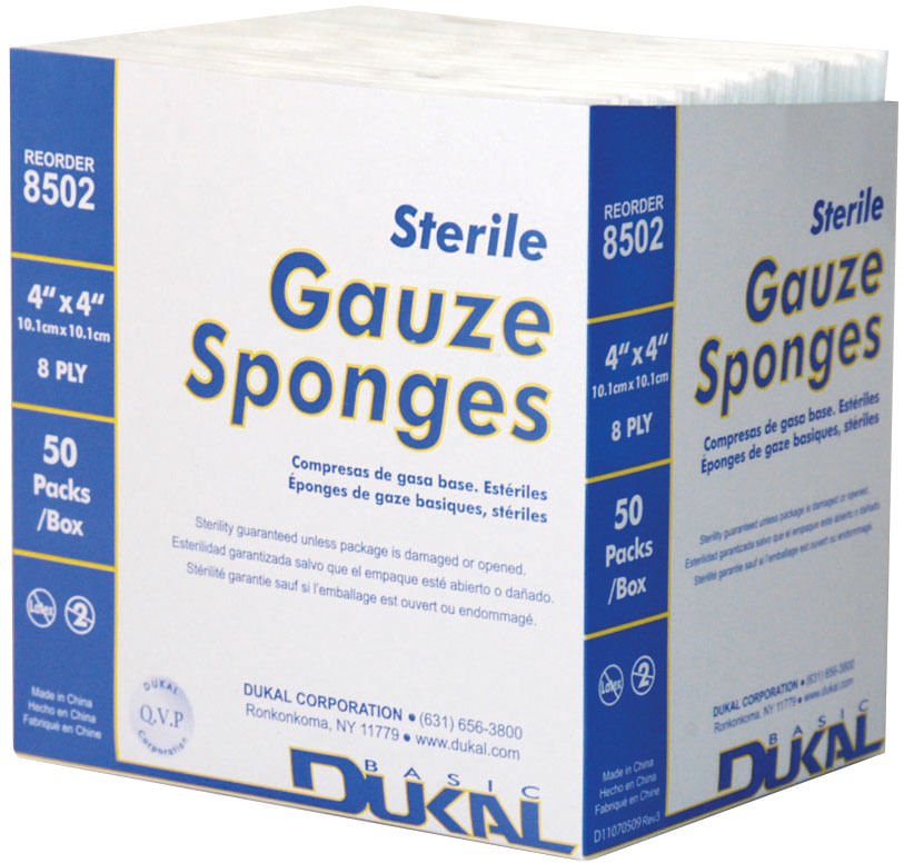 Medical Sterile Gauze Sponges 4" x 4" – Latex-Free 8-Ply Cotton Pads for Wound Care, 50 Count